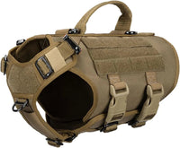 Tactical Dog Harness 6 Buckle No Pull MOLLE Vest Adjustable 3/4 Coverage