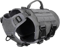 Tactical Dog Harness 6 Buckle No Pull MOLLE Vest Adjustable 3/4 Coverage