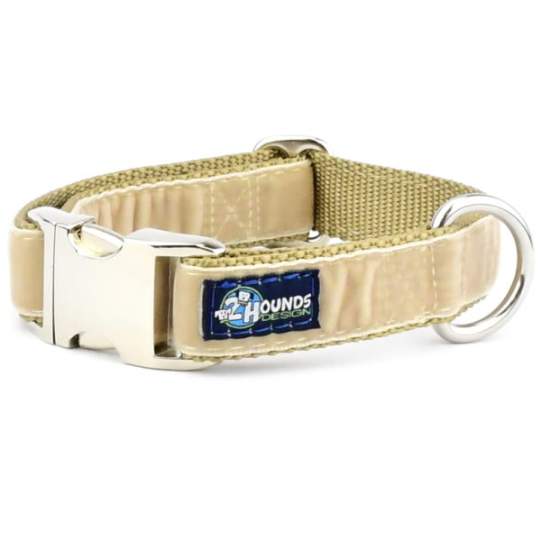 Tan Velvet Essential Buckle Martingale Dog Collar-Pet Collars & Leashes-BIG FRENCHIES-2 Hounds Design