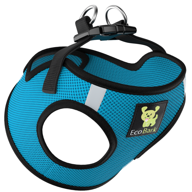 Teal Step In Dog Harness - Rapid Fastener Reflective Soft Mesh Vest Halter for Puppies and XXXS to Small Dogs - BIG FRENCHIES