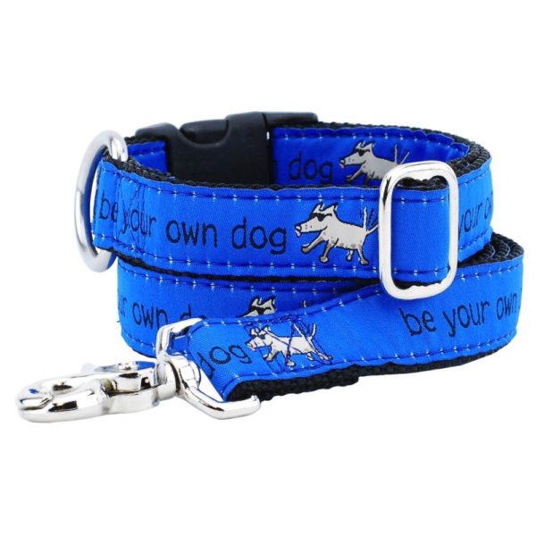 1″ Be Your Own Dog Teddy The Dog – Blue Essential Dog Collar-Pet Collars & Leashes-BIG FRENCHIES-2 Hounds Design