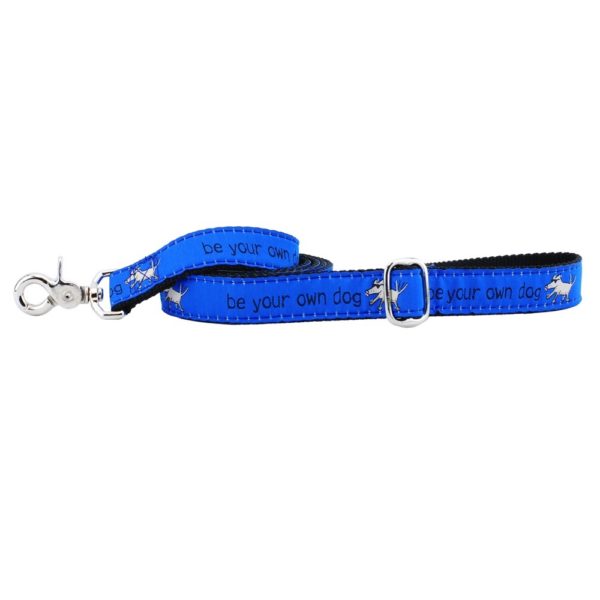 1″ Be Your Own Dog Teddy The Dog Blue Ribbon Dog Leash-Pet Collars & Leashes-BIG FRENCHIES-2 Hounds Design