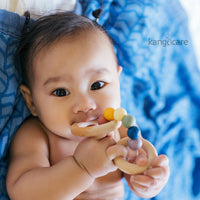 Kanga Care Silicone & Wood Teething Ring - Bubble - Rainbow