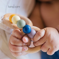 Kanga Care Silicone & Wood Teething Ring - Bubble - Rainbow