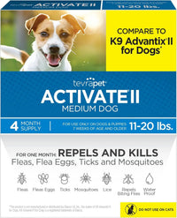 TevraPet Activate II Flea & Tick for Dogs 11–20 lbs – 4 Month Supply