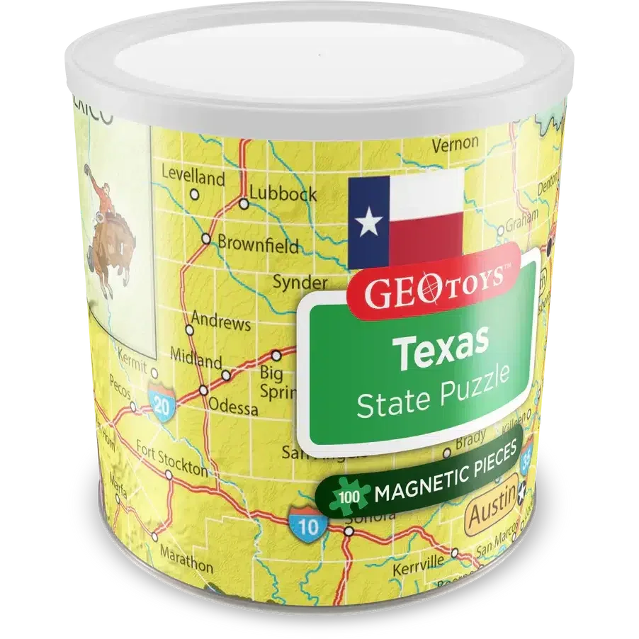 Texas State 100 Piece Magnetic Jigsaw Puzzle Geotoys - BIG FRENCHIES
