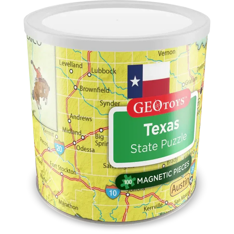 Texas State 100 Piece Magnetic Jigsaw Puzzle Geotoys - BIG FRENCHIES