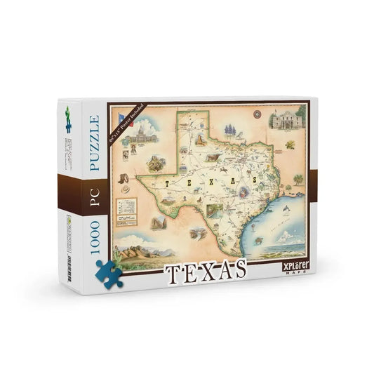 Texas State 1000 Piece Jigsaw Puzzle Xplorer Maps - BIG FRENCHIES
