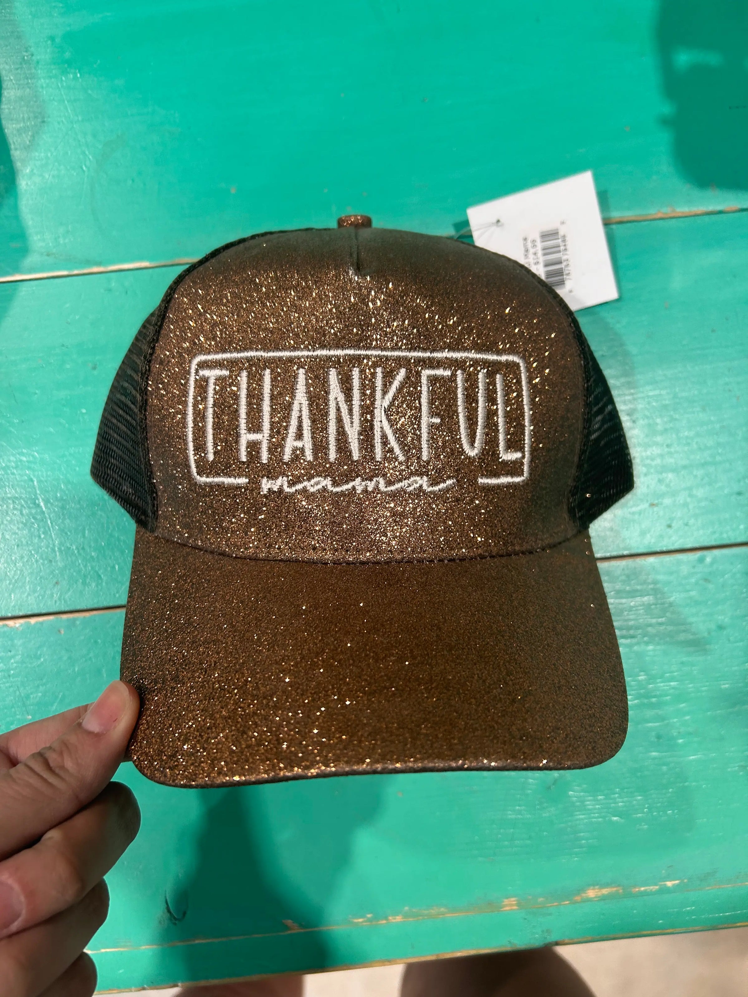 Thankful Mama Glitter Ponytail Cap - BIG FRENCHIES