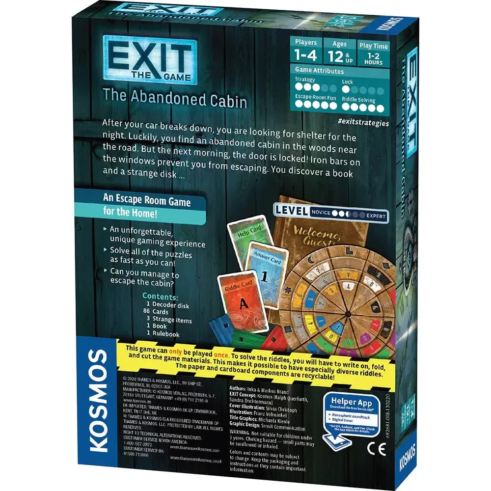 The Abandoned Cabin - Exit the Escape Room Game - Kosmos - BIG FRENCHIES