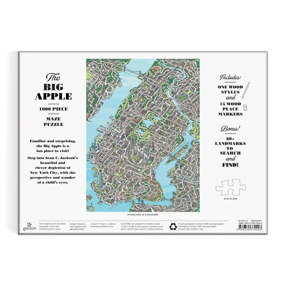 The Big Apple Maze 1000 Piece Jigsaw Puzzle Galison - BIG FRENCHIES