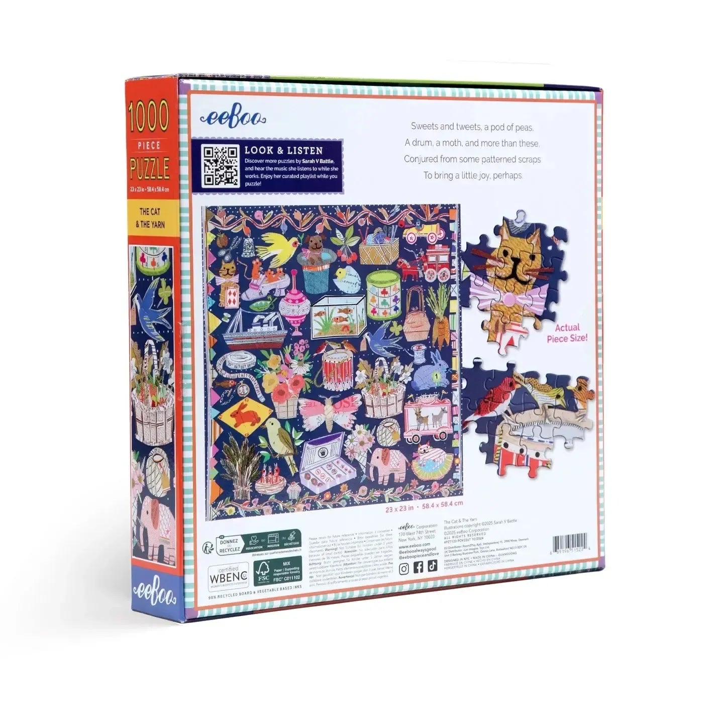 The Cat & the Yarn 1000 Piece Jigsaw Puzzle eeBoo - BIG FRENCHIES