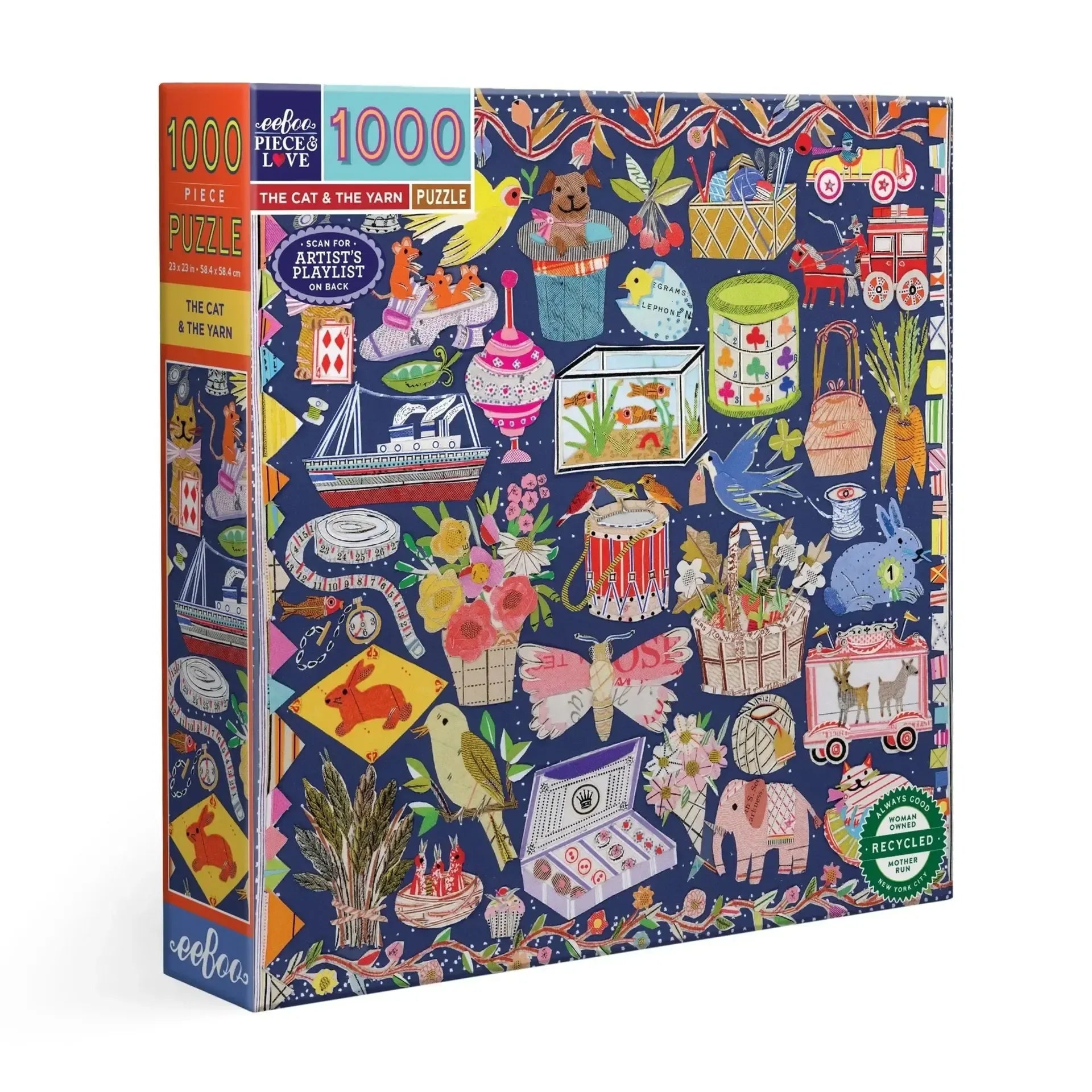 The Cat & the Yarn 1000 Piece Jigsaw Puzzle eeBoo - BIG FRENCHIES