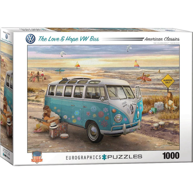 The Love & Hope VW Bus 1000 Piece Jigsaw Puzzle Eurographics - BIG FRENCHIES