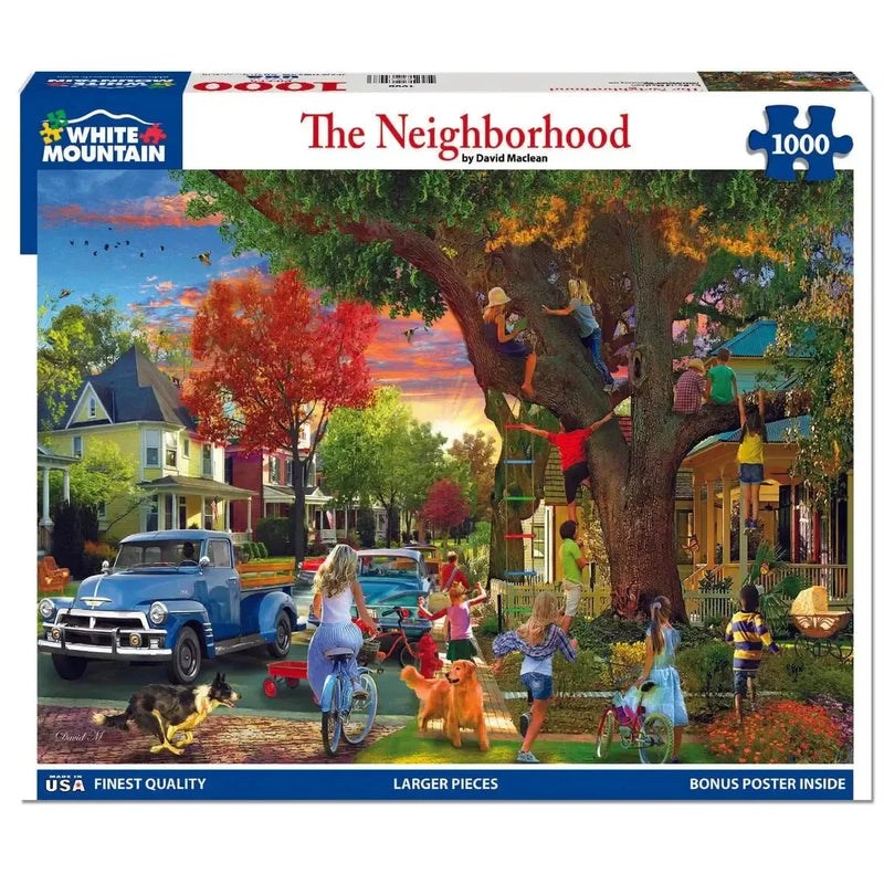 The Neighborhood 1000 Piece Jigsaw Puzzle White Mountain - BIG FRENCHIES