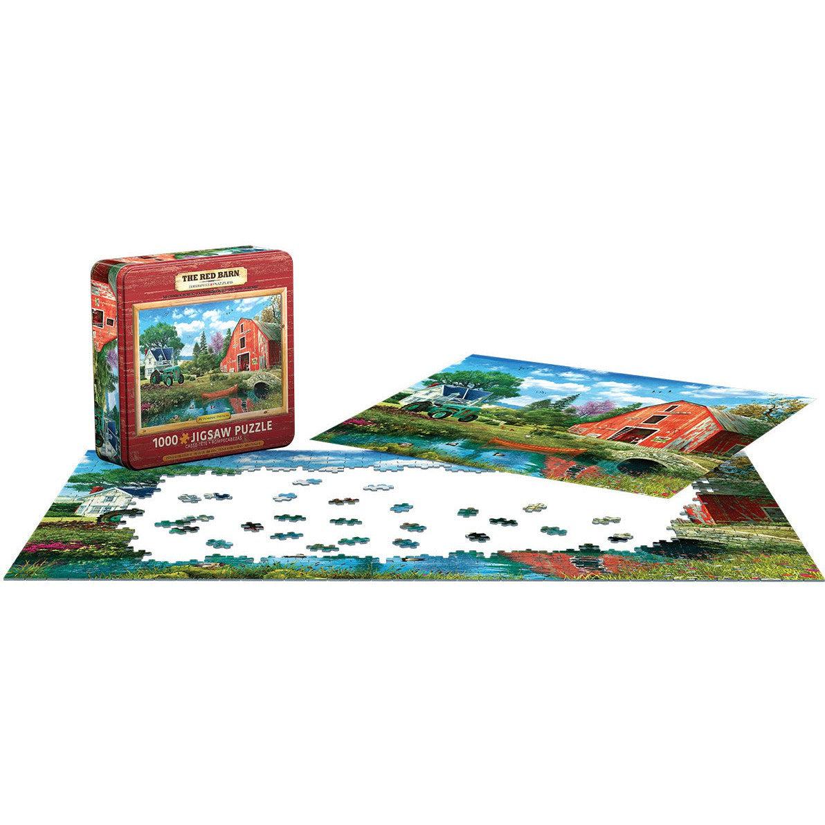 The Red Barn 1000 Piece Jigsaw Puzzle in Tin Eurographics
