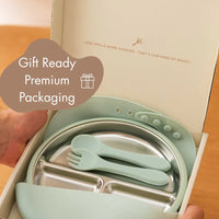 Stainless Steel Baby Feeding Set 6+ Months- Sage Green - BIG FRENCHIES