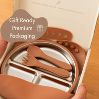 Stainless Steel Baby Feeding Set 6+ Months - Mocha Mousse - BIG FRENCHIES