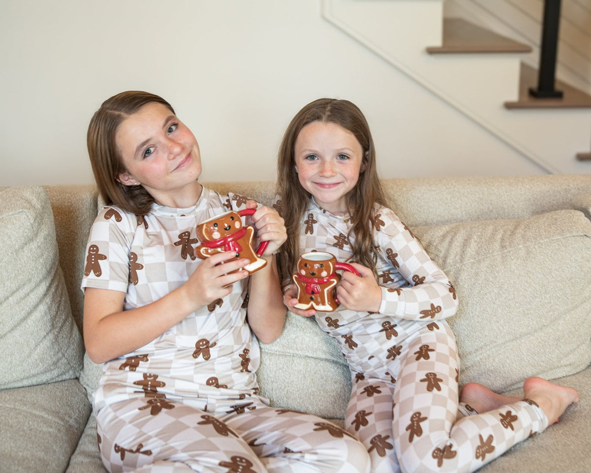 Bamboo Toddler & Kids Christmas Pajamas | Matching Family Holiday Set - Gingerbread - BIG FRENCHIES