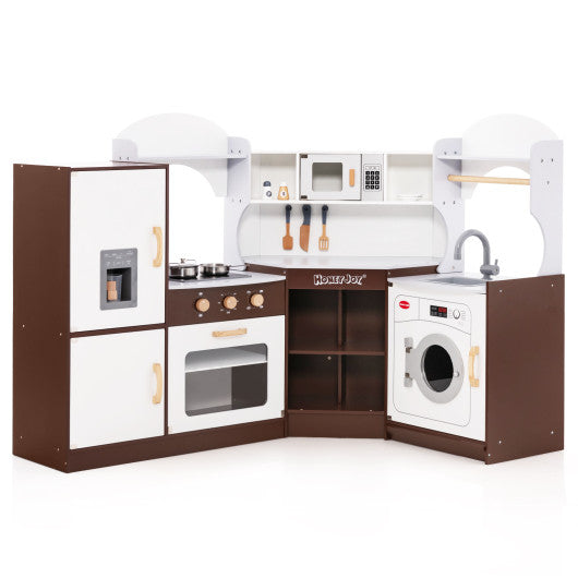 Toddler Kitchen Playset with Ice Maker Microwave Oven Sink and Washing Machine for Kids 3+ Years Old - BIG FRENCHIES