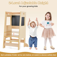 Toddler Kitchen Step Stool with Activity Chalkboard and Adjustable Height