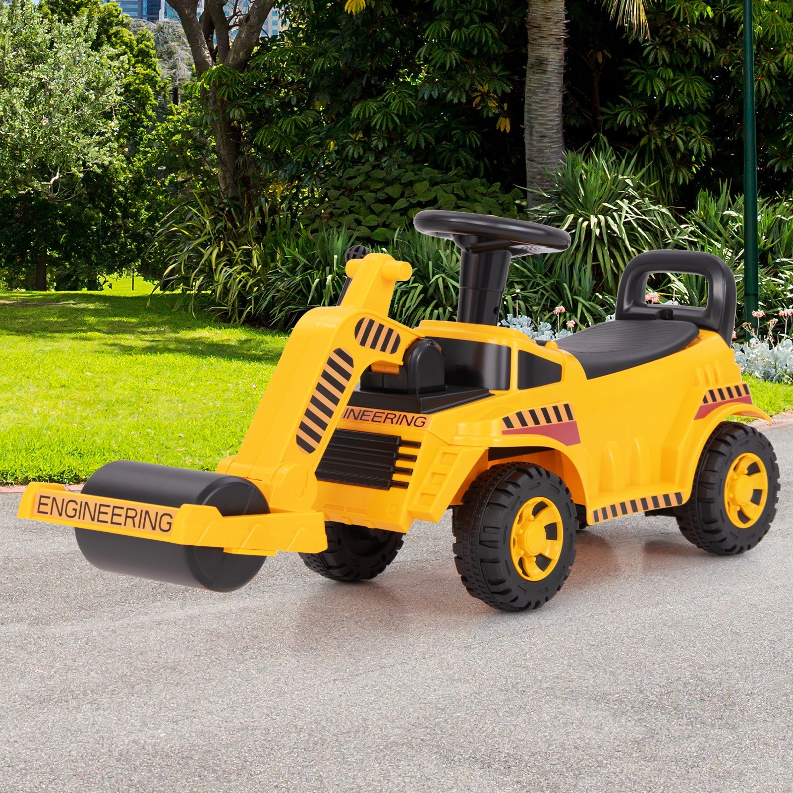 Toddler Ride on Car with Adjustable Roller and Under-Seat Storage-Yellow