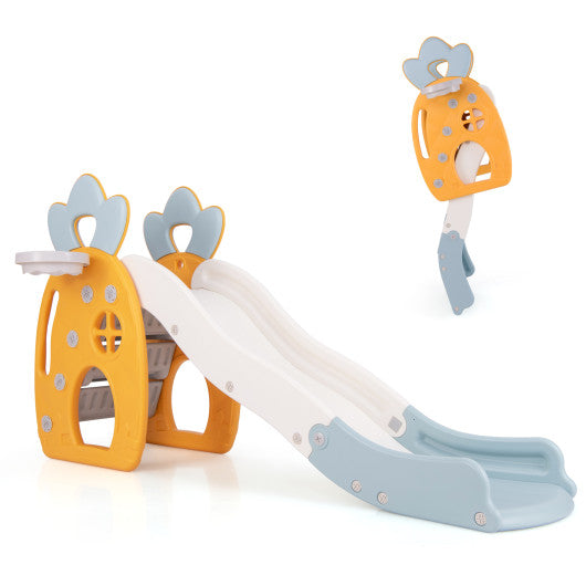Foldable Slide with Basketball Hoop and Buffer Zone for Kids Aged 3+ Years Old - BIG FRENCHIES
