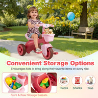 Toddler Tricycle with Limited Steering with Front Baskets and Bell