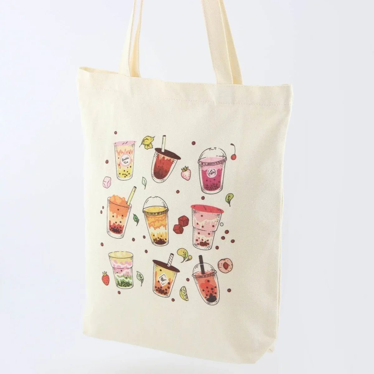 Boba Tea Tote Bag – Cream Canvas with Keychain & Enamel Pin - BIG FRENCHIES