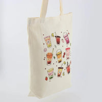 Boba Tea Tote Bag – Cream Canvas with Keychain & Enamel Pin - BIG FRENCHIES