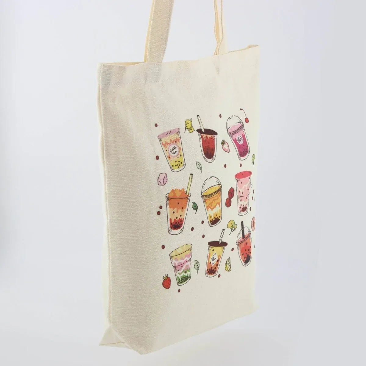 Boba Tea Tote Bag – Cream Canvas with Keychain & Enamel Pin - BIG FRENCHIES
