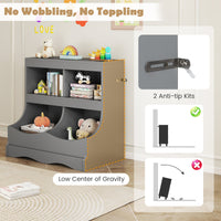 Toy Storage Organizer 4-Cubby Kids Bookcase for Toys and Books