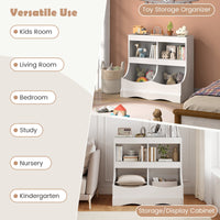 Toy Storage Organizer 4-Cubby Kids Bookcase for Toys and Books