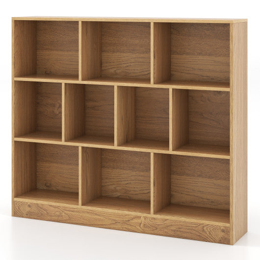 41 inches Wooden Toy Storage Organizer with 10 Cubes for Kids-Natural - BIG FRENCHIES