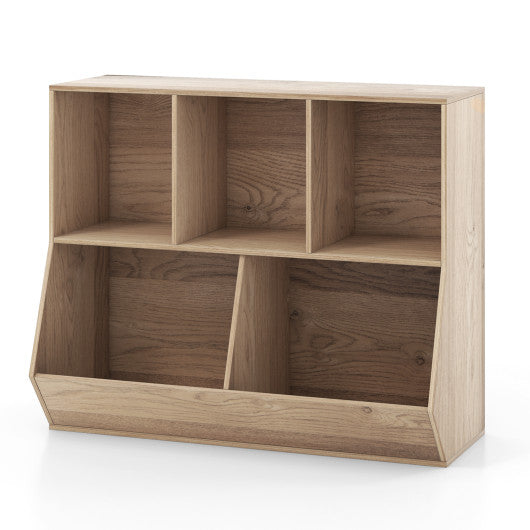 5-Cube Wooden Kids Toy Storage Organizer with Anti-Tipping Kits-Natural - BIG FRENCHIES