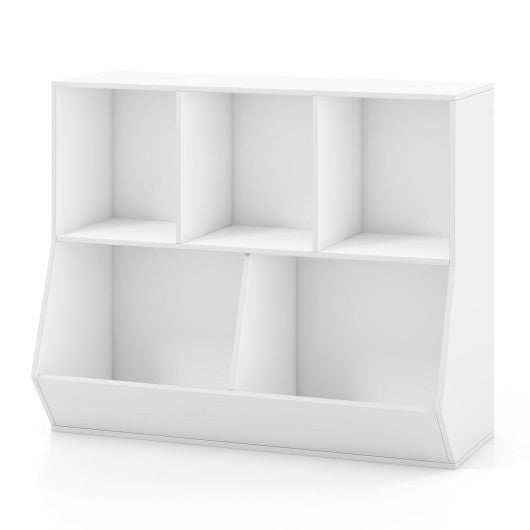 5-Cube Wooden Kids Toy Storage Organizer with Anti-Tipping Kits-White - BIG FRENCHIES