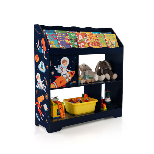 Kids Toy Storage Organizer with Book Shelf and Storage Cabinet-Navy - BIG FRENCHIES