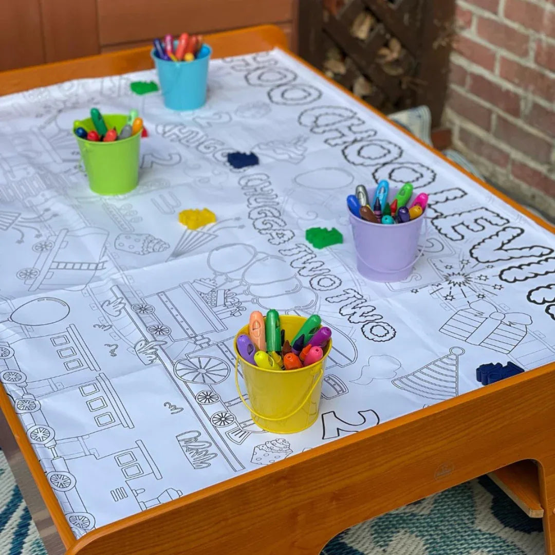 Train Birthday Coloring Tablecloth - BIG FRENCHIES