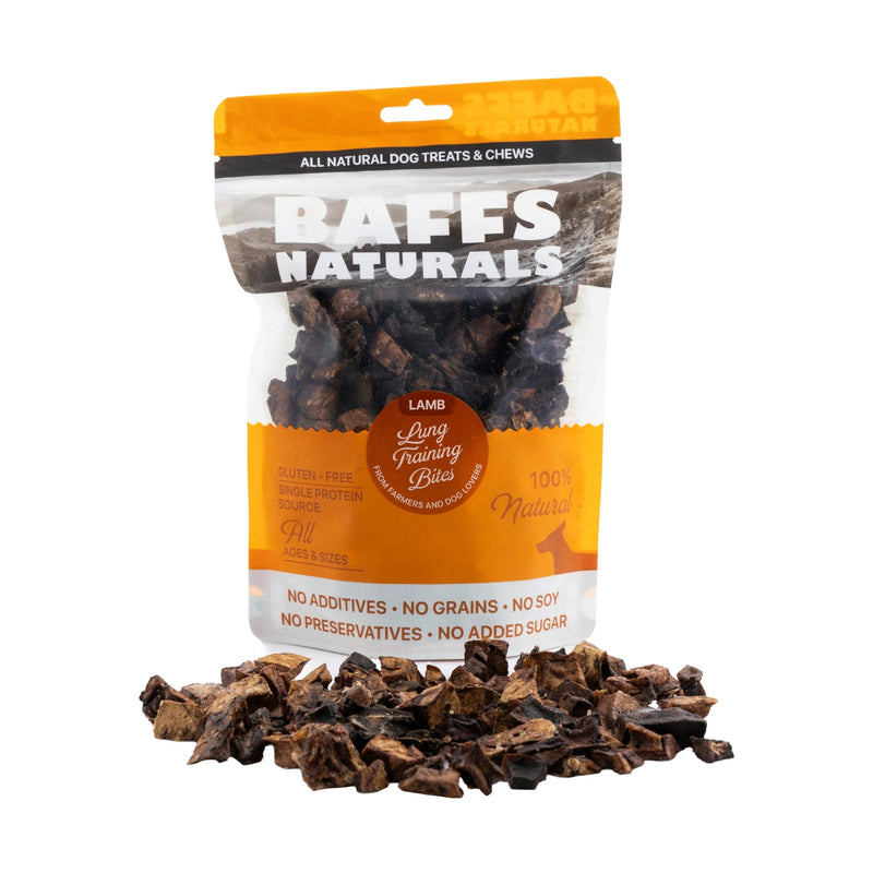 BAFFS NATURALS Lamb Lung Training Bites – All-Natural, Protein-Packed Dog Treats (7oz Bag) - BIG FRENCHIES