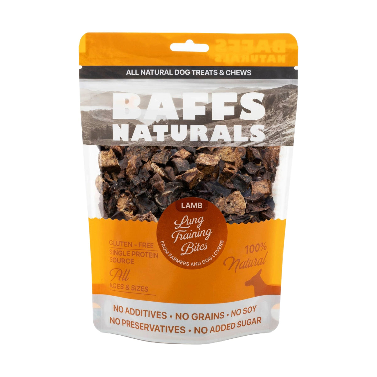 BAFFS NATURALS Lamb Lung Training Bites – All-Natural, Protein-Packed Dog Treats (7oz Bag) - BIG FRENCHIES