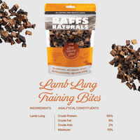 BAFFS NATURALS Lamb Lung Training Bites – All-Natural, Protein-Packed Dog Treats (7oz Bag) - BIG FRENCHIES