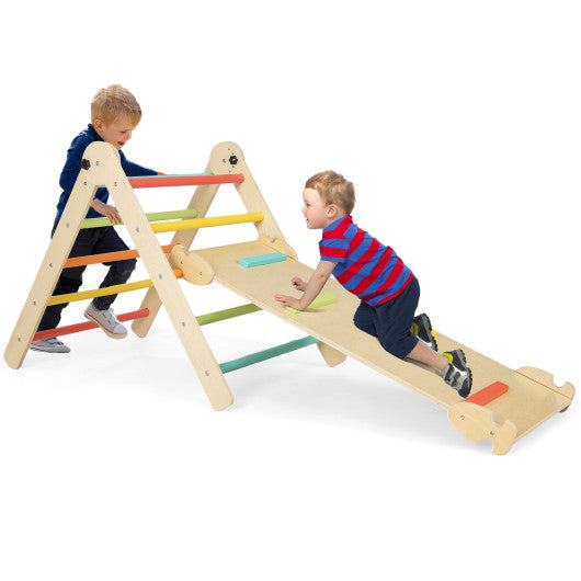 3-in-1 Climbing Set Foldable and Adjustable Kids Triangle Set-Multicolor - BIG FRENCHIES