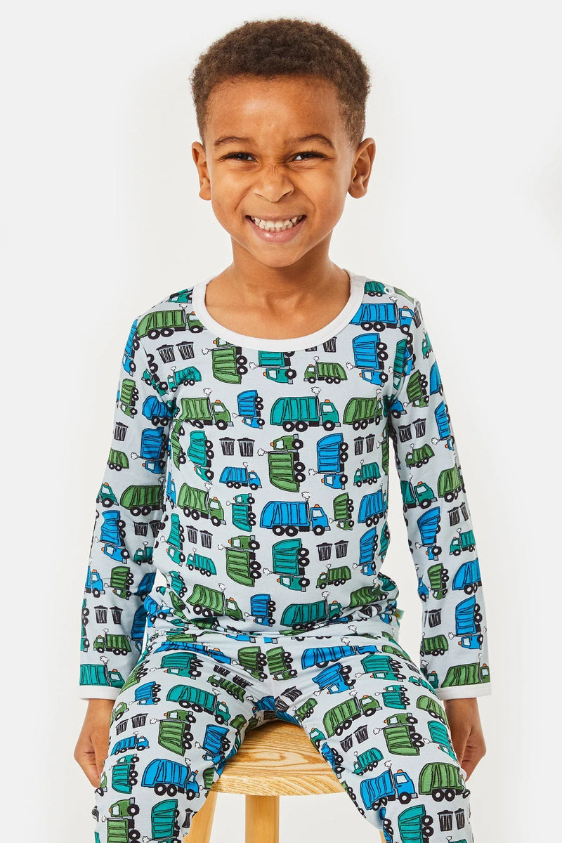 Long Sleeve Pajama Set - Garbage Trucks - BIG FRENCHIES