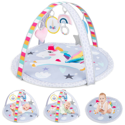 Baby Play Gym Mat 7-in-1 Tummy Time Activity Mat with 5 Detachable Toys-Multicolor - BIG FRENCHIES