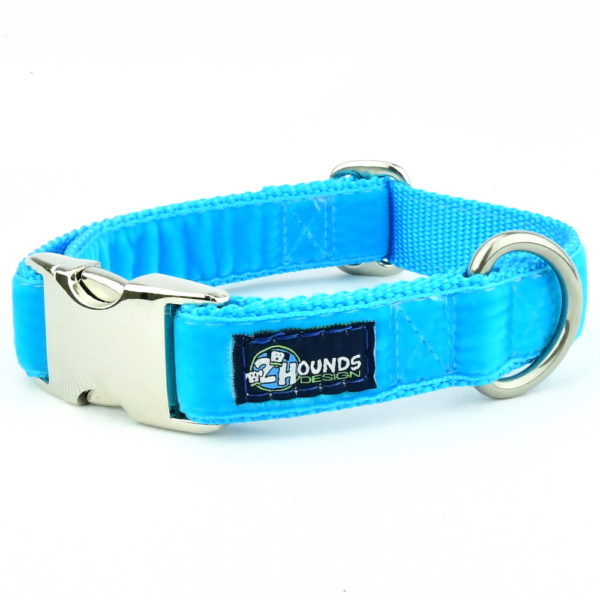 Turquoise Velvet Essential Dog Collar-Pet Collars & Leashes-BIG FRENCHIES-2 Hounds Design