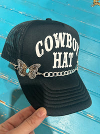 Turquoise Embossed Butterfly Trucker Hat Chain - BIG FRENCHIES
