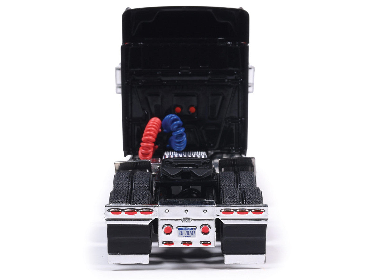 2010 International Lonestar Truck Tractor Black with Flame Graphics 1/64 Diecast Model by IXO Models