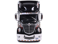 2010 International Lonestar Truck Tractor Black with Flame Graphics 1/64 Diecast Model by IXO Models