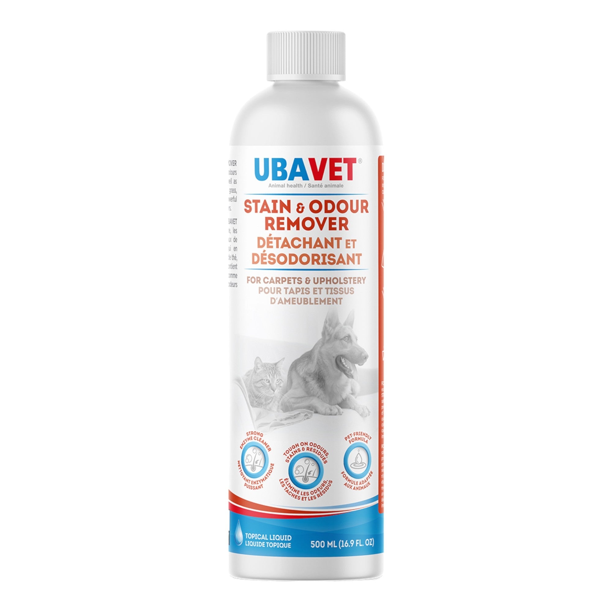 UBAVET Stain and Odor Remover for Dogs & Cats – Powerful Enzyme Cleaner – (16.9 fl oz / 500ml) - BIG FRENCHIES