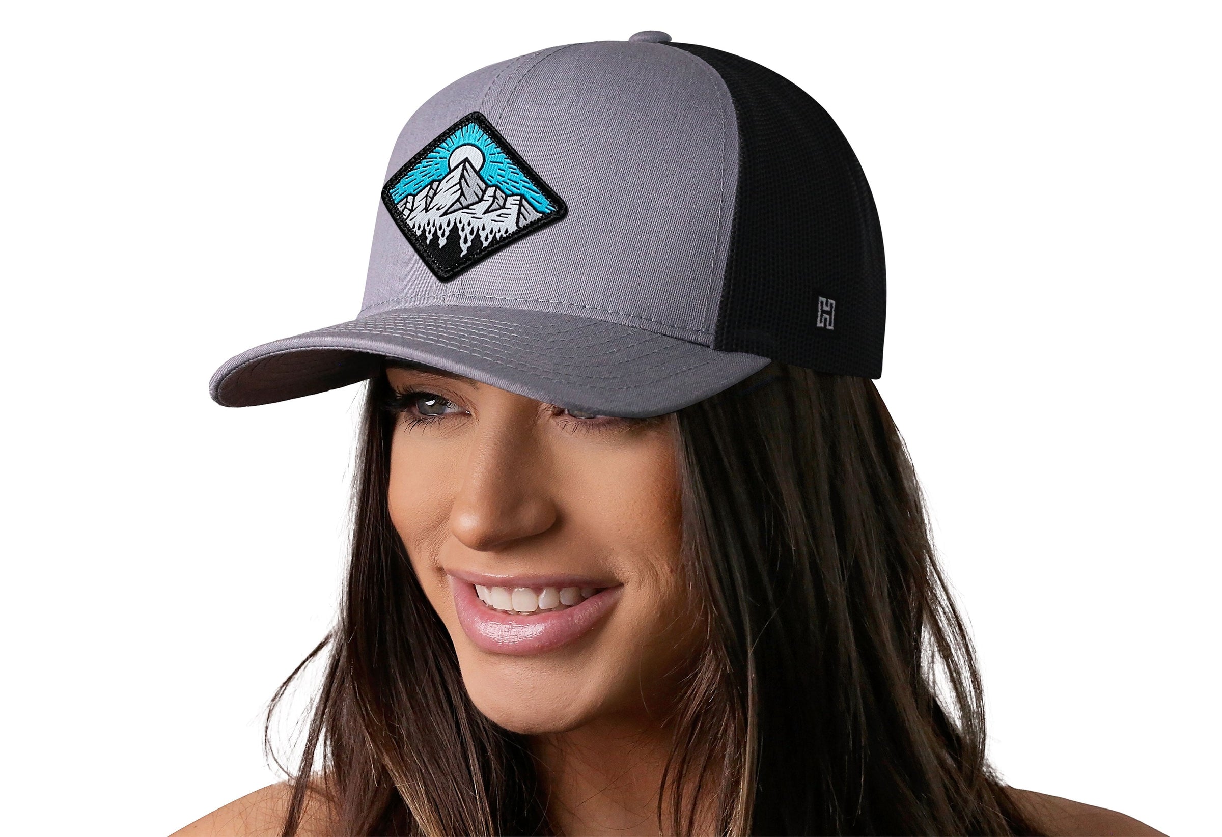 Diamond Mountain and Trees Trucker Hat  |  Gray-Black Outdoors Snapback